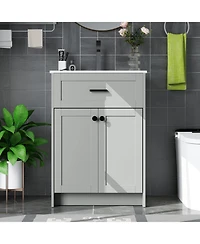 Slickblue Bathroom Vanity Unit with Basin and Double Doors for Compact Storage