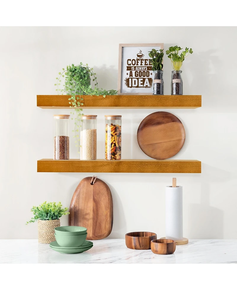 Sorbus 2 Pack 24" Solid Wood Floating Shelves - for Bathroom Decor, Books, Bedroom & Living Room