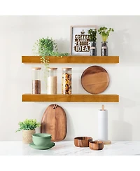 Sorbus 2 Pack 24" Solid Wood Floating Shelves - for Bathroom Decor, Books, Bedroom & Living Room
