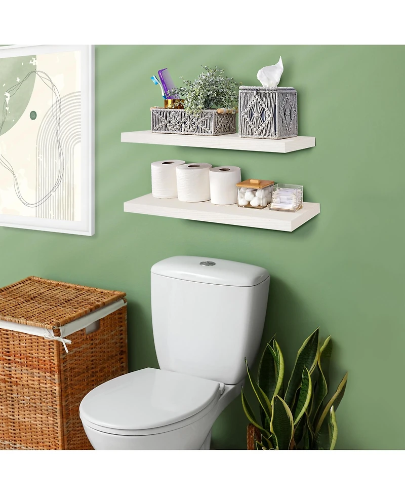 Sorbus 2 Pack 24" Solid Wood Floating Shelves - for Bathroom Decor, Books, Bedroom & Living Room