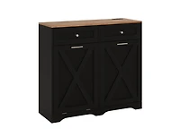 Slickblue Tilt Out Trash Can Cabinet with Outlets and Adjustable Shelf