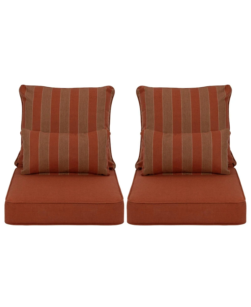 Aoodor 24'' x Outdoor Deep Seat Cushion Set, Olefin Fabric (Set of 2 Seats, Backs, Lumbar Pillows)