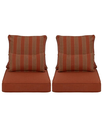 Aoodor 24'' x Outdoor Deep Seat Cushion Set, Olefin Fabric (Set of 2 Seats, Backs, Lumbar Pillows)