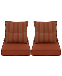 Aoodor 24'' x Outdoor Deep Seat Cushion Set, Olefin Fabric (Set of 2 Seats, Backs, Lumbar Pillows)
