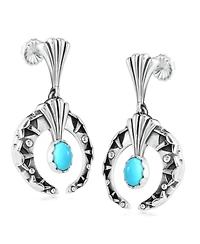 American West Jewelry Sterling Silver Sleeping Beauty Turquoise Fritz Casuse Oval Gemstone Naja Earrings