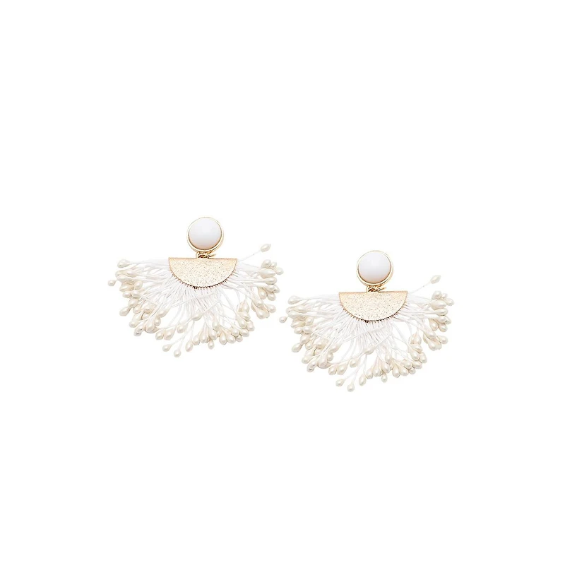 Sohi Women's White Tassel Drop Earrings