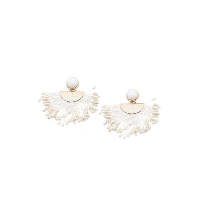 Sohi Women's White Tassel Drop Earrings