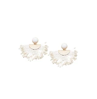 Sohi Women's White Tassel Drop Earrings