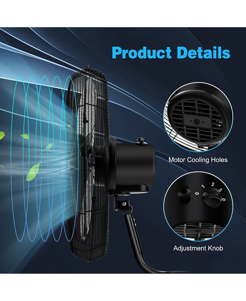 Mecale 20 Inch Wall Mount Fan with Aluminum Fan Blades, Industrial 3-Speed Oscillating Metal Wall Fan, Heavy Duty Wall Mount Fan for Shop, Commercial,