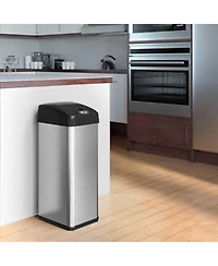 iTouchless 13 Gallon / 49 Liter Stainless Steel Kitchen Trash Can with Odor Filter and Ac Adapter