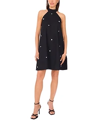 CeCe Women's Cotton Printed Halter Short Shift Dress