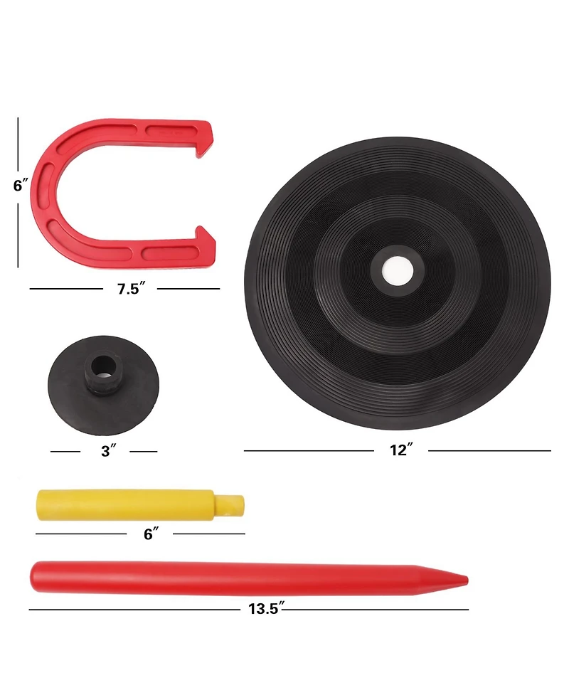 Gse Games & Sports Expert Rubber Horseshoe Game Set, 4 Horseshoes (2 Red/2 Blue), 2 Rubber Mats with Posts, and 2 Plastic Stakes