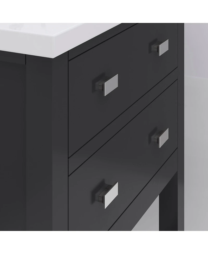 Viola 24 in. W Bath Vanity in Dark Espresso with Ceramic Vanity Top in White with Integrated White Basin