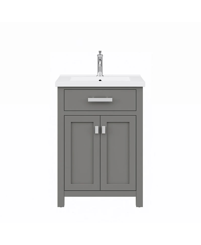 Myra 24 in. Bath Vanity in Cashmere Grey with Integrated Ceramics Vanity Top and Sink