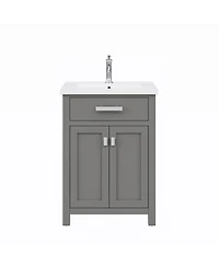 Myra 24 in. Bath Vanity in Cashmere Grey with Integrated Ceramics Vanity Top and Sink