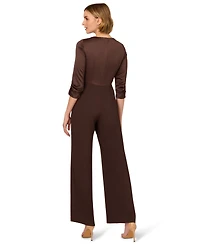 Adrianna Papell Women's Crepe 3/4-Sleeve Jumpsuit