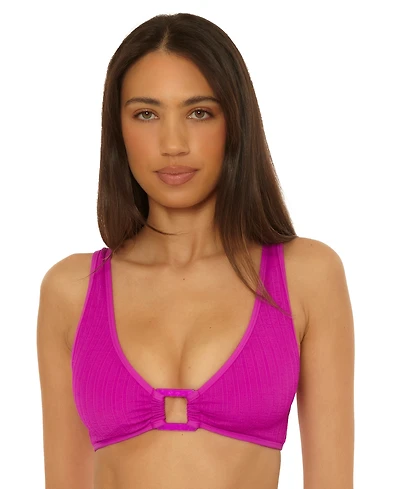 Becca Women's Crinkle Crush Pucker Stripe Convertible Buckle Bikini Top
