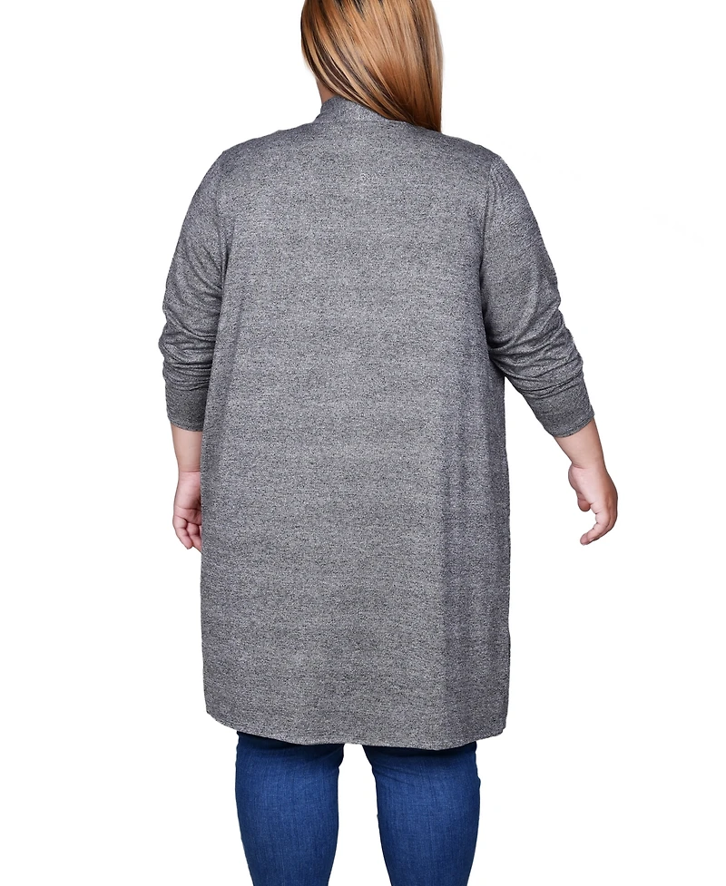 Ny Collection Plus Long Sleeve Knit Cardigan Sweater