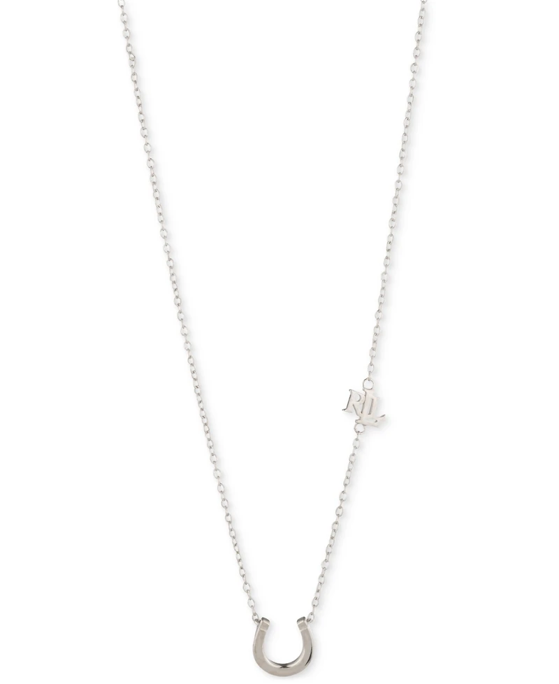 Lauren Ralph Lauren Sterling Silver Horseshoe Pendant Necklace, 16" + 3" extender