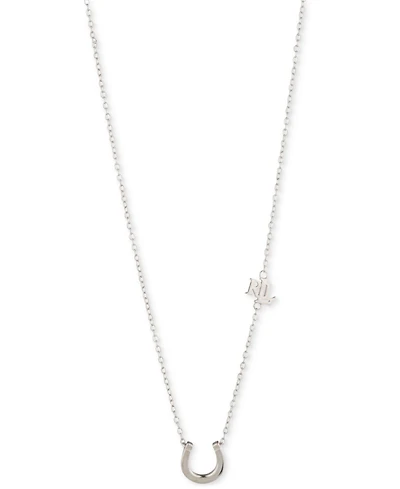 Lauren Ralph Lauren Sterling Silver Horseshoe Pendant Necklace, 16" + 3" extender