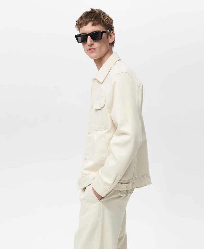Mango Men's Pocket Linen and Cotton Jacket