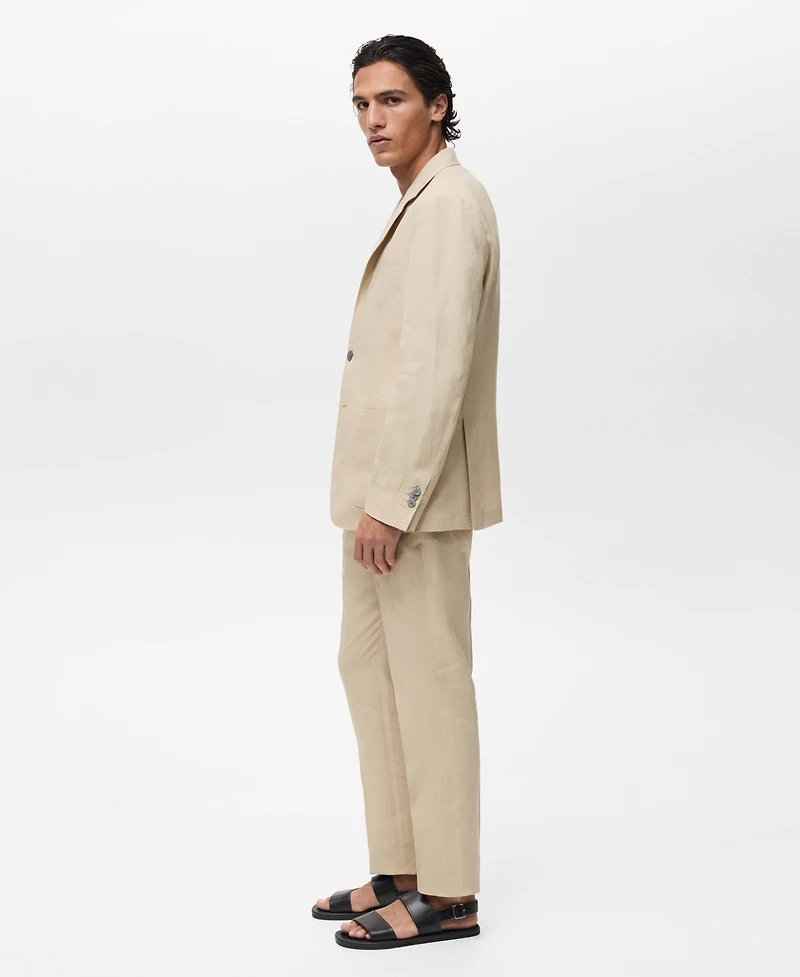 Mango Men's Patch Pockets Linen Blazer