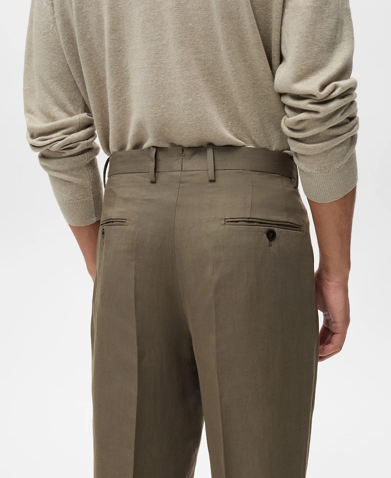 Mango Men's Slim-Fit Pleated Linen Pants