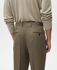 Mango Men's Slim-Fit Pleated Linen Pants