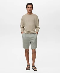 Mango Men's Linen Pleated Bermuda Shorts