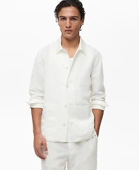 Mango Men's Pockets Linen Overshirt