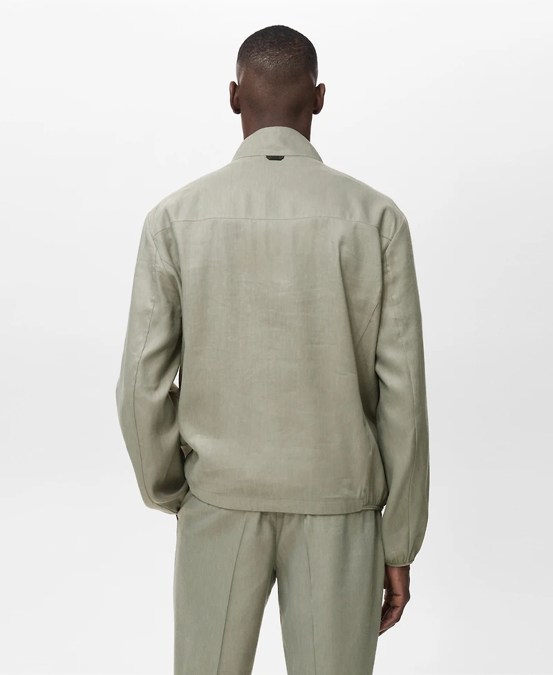 Mango Men's Zipper Linen Jacket