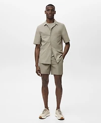 Mango Men's Pockets and Bowling Collar Shirt