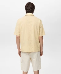 Mango Men's Embroidered Bowling Collar Shirt