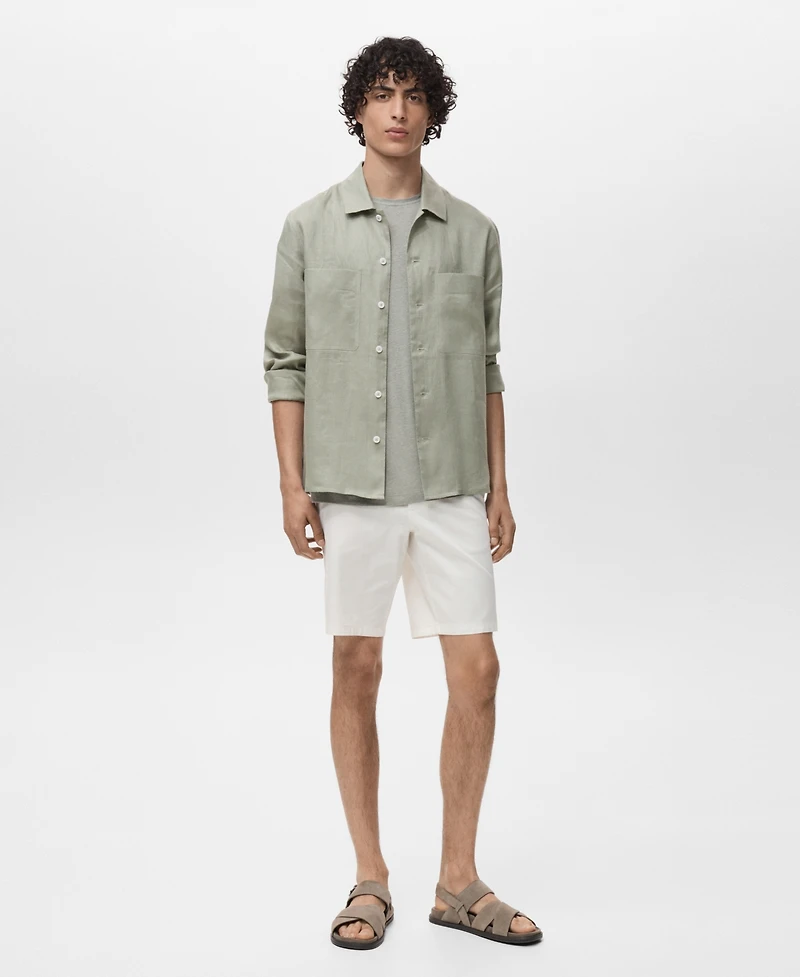 Mango Men's Linen Lightweight Overshirt