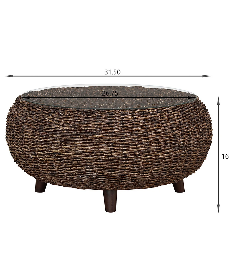 Gallerie Decor 31.5" Woven Rattan Stonebridge Coffee Table
