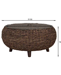 Gallerie Decor 31.5" Woven Rattan Stonebridge Coffee Table