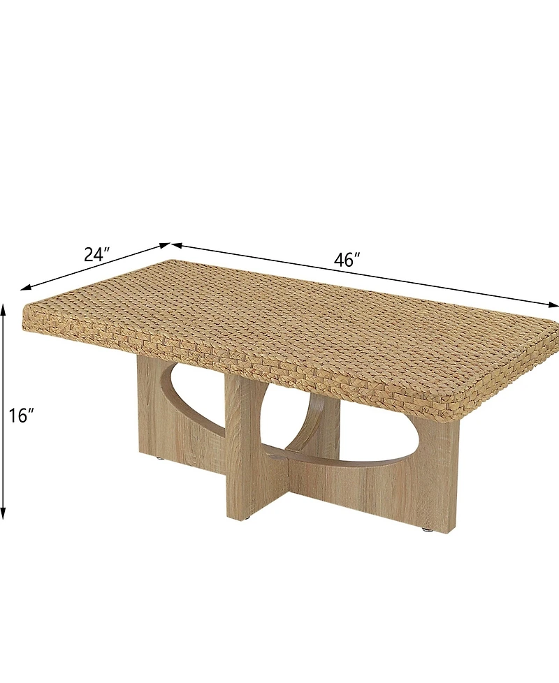 Gallerie Decor 46" Water Hyacinth Woven Top Rectangle Coffee Table