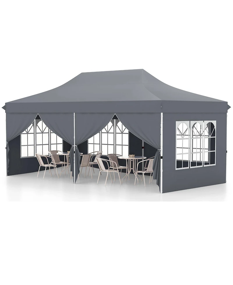 10 x 20 Feet Pop up Canopy with 6 Sidewalls Windows and Carrying Bag