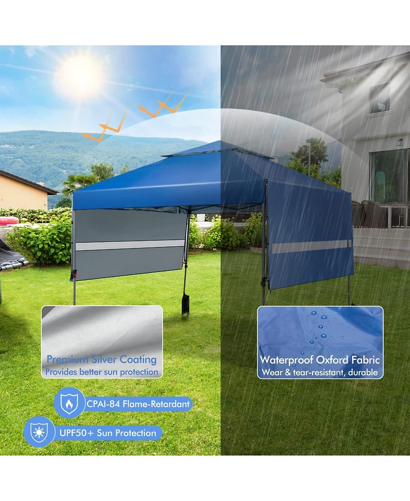 10 x 17.6 Feet Outdoor Instant Pop-up Canopy Tent with Dual Half Awnings