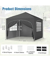 Mecale 10 X 10 Ft Pop up Canopy Tent with 4 Removable Sidewall