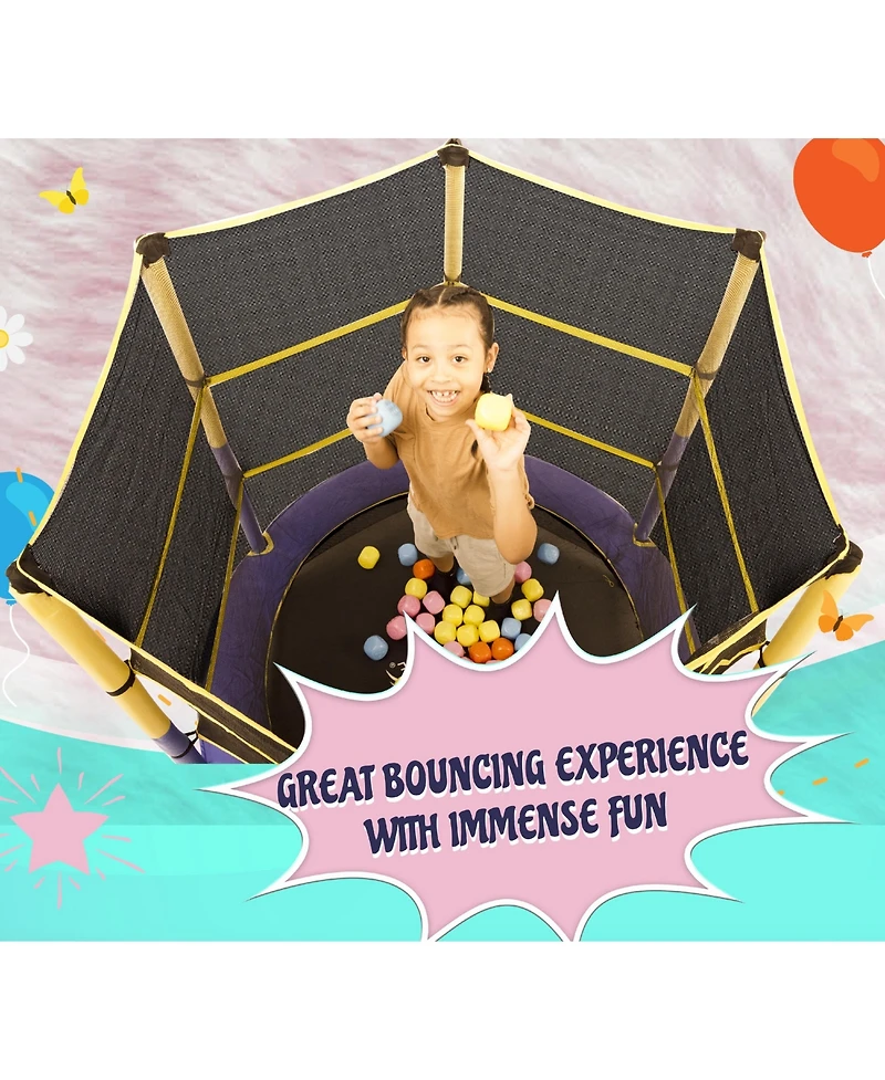 Plexalife 55" Kiddy Trampoline & Enclosure Set - Easy Assembly