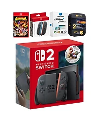 Nintendo Switch 2 + Mario Kart World Bundle with Donkey Kong Bananza, Extra Joy-Cons, MightySkins Code and 2 Cps Year Extended Warranty