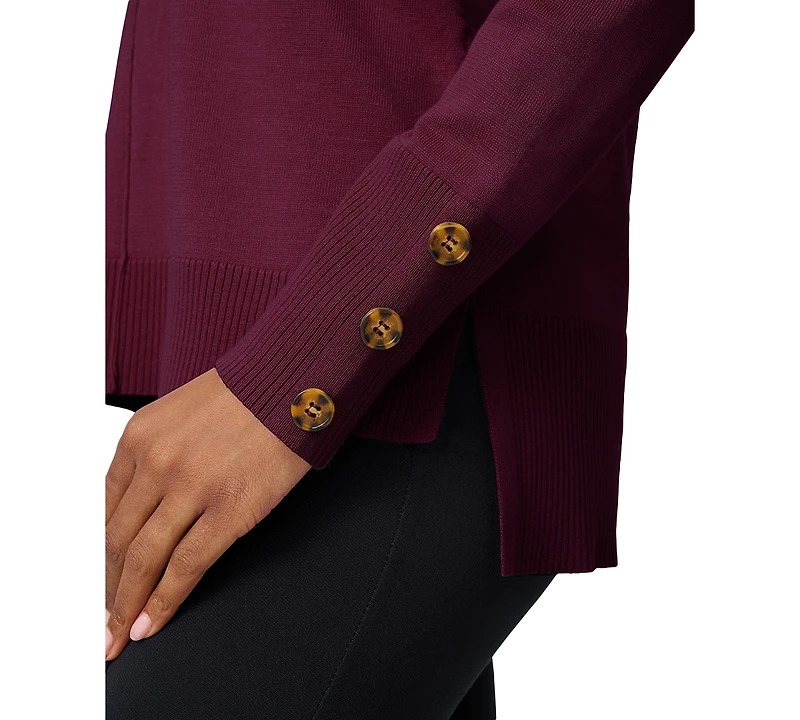Melissa Paige Women's Button-Cuff Lightweight Tunic Sweater