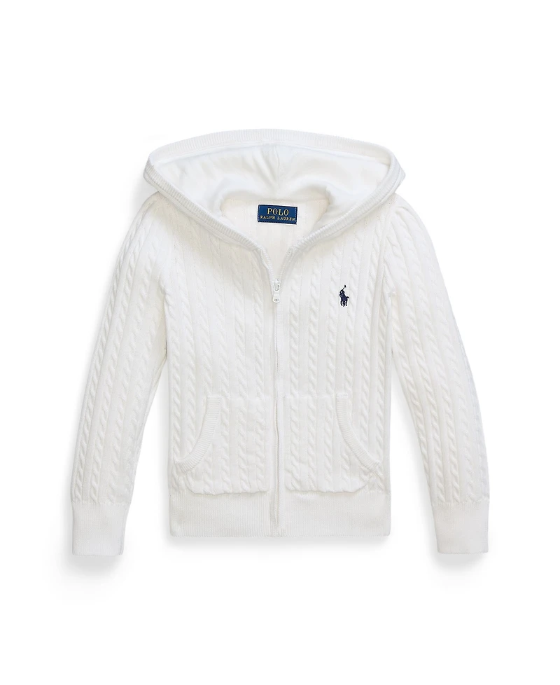 Polo Ralph Lauren Toddler and Little Girls Mini-Cable Cotton Full-Zip Hoodie