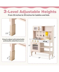 Play Kitchen Height Adjustable with Microwave and Lights and Sounds