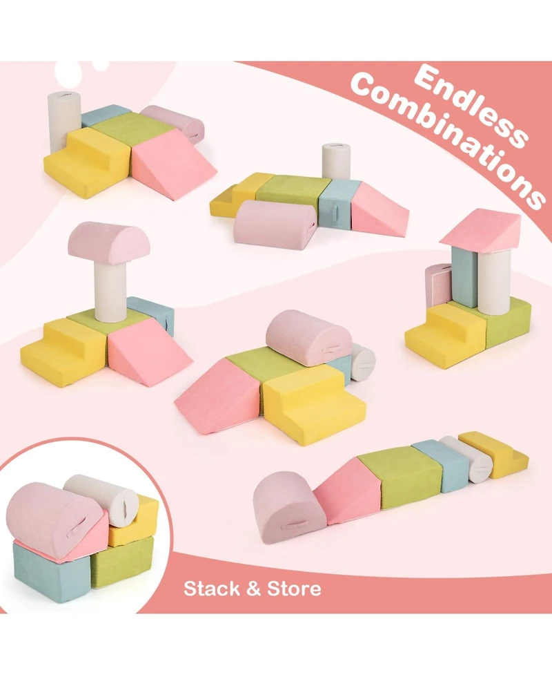 Mecale 6-Piece Baby Climbing Blocks with 30D High-Density Foam and Carrying Handles