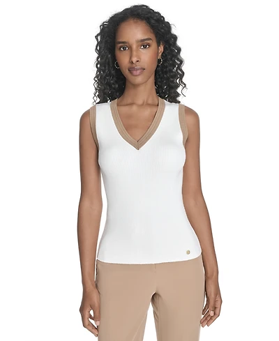 Tommy Hilfiger Women's Sleeveless Tipped Sweater