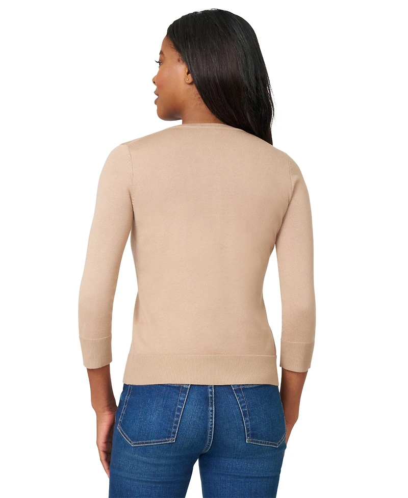 Melissa Paige Women's Crewneck Button-Front Cardigan