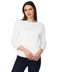 Melissa Paige Women's Boat-Neck Button-Shoulder Sweater
