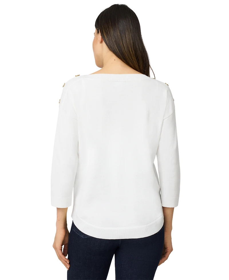 Melissa Paige Women's Boat-Neck Button-Shoulder Sweater